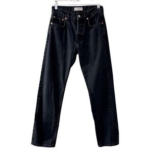 MNG Mango Denim Straight Leg Button Fly Black Denim Jeans Women’s 2